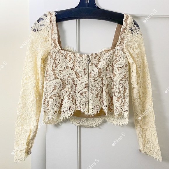Self-Portrait Cream Cord Lace Top With Bows NEW - Picture 4 of 7